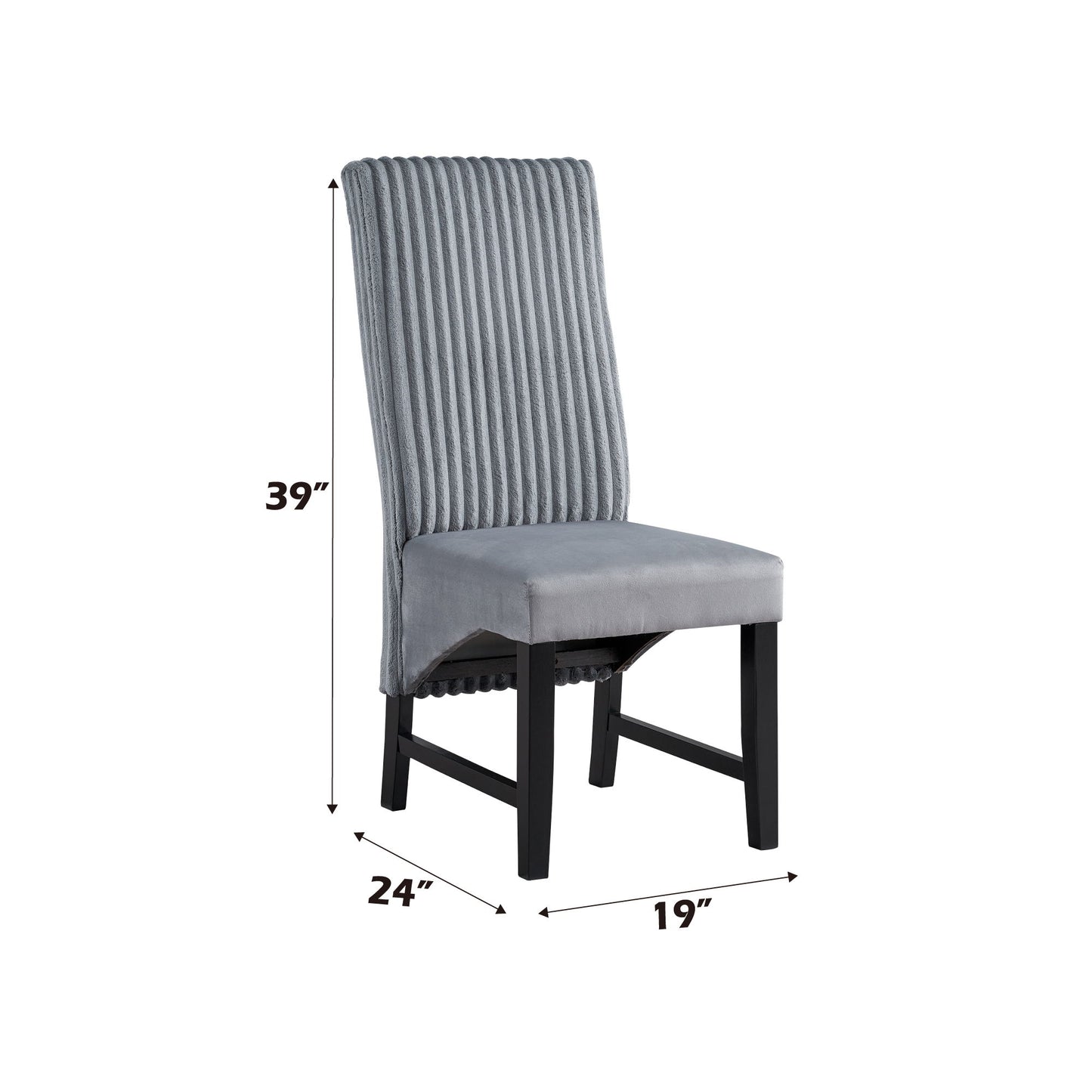 Kini - Corduroy Side Chair (Set of 2) - Black / Gray Acme