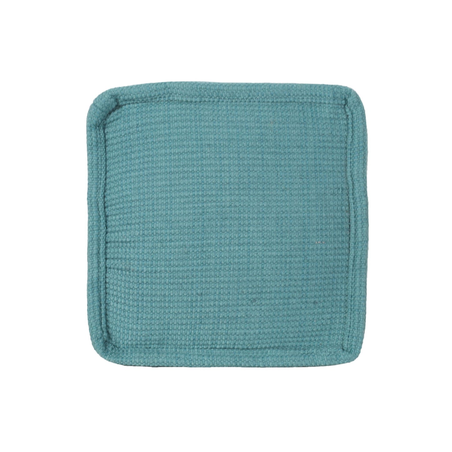 Hansolo - Yarn Square Pouf Ottoman Or Floor Cushion - Teal Home Essentials
