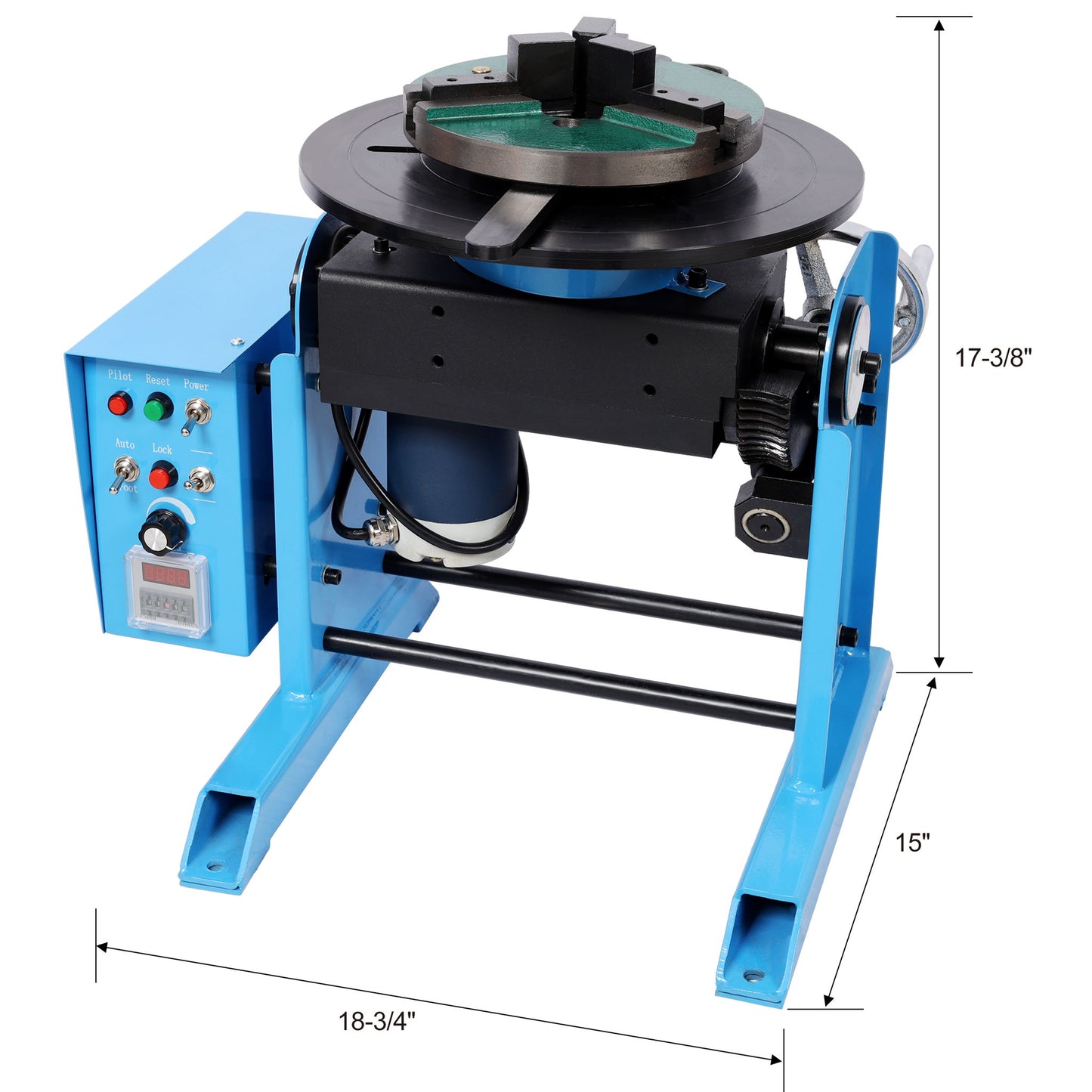 Heavy Duty Rotary Welding Positioner Turntable Table With Manual Tilt And 3 Jaw Lathe Chuck - Blue Daily Nest