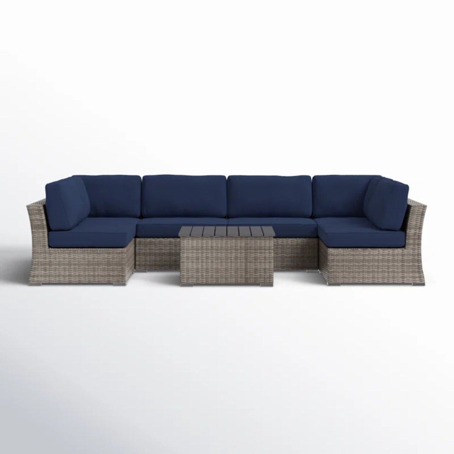 Wicker Sectional Sofa With Cushions And Table LSI Patio Furniture