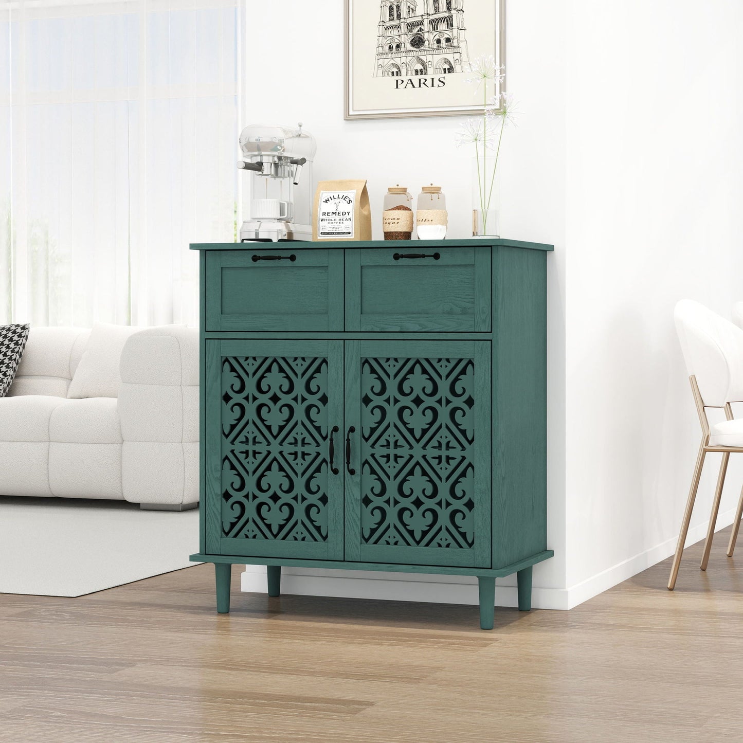 2 Door 2 Drawer Elegant Cabinet Home Essentials