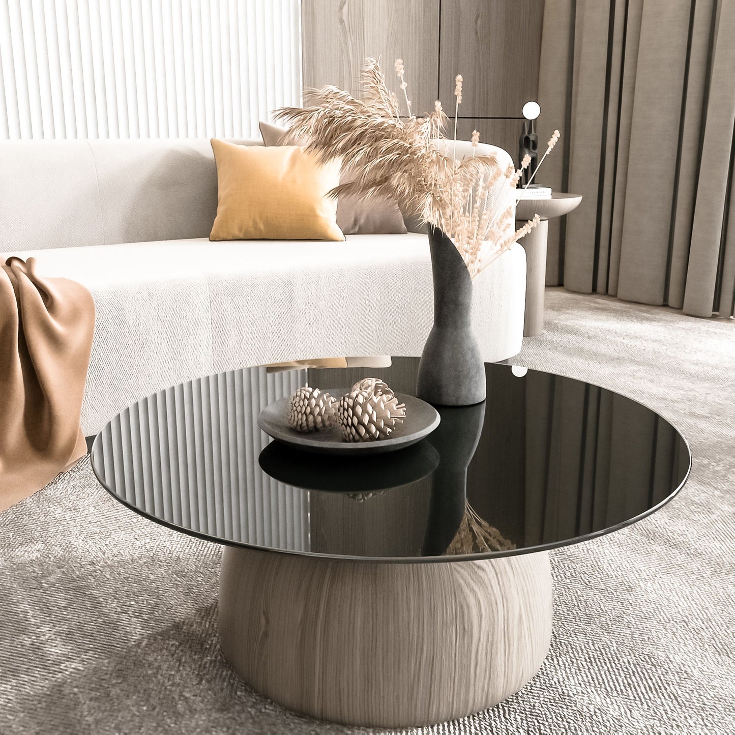30" Round Tempered Glass Table Top Glass 1 / 4" Thick Round Polished Edge - Black Home Essentials