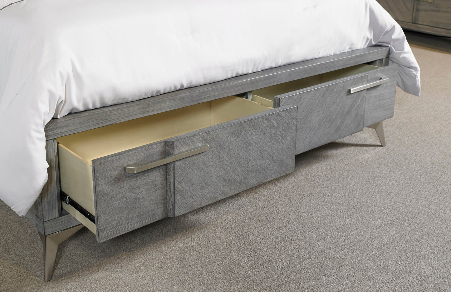 Storage Bed With Bookmatched Veneer Bernards Furniture