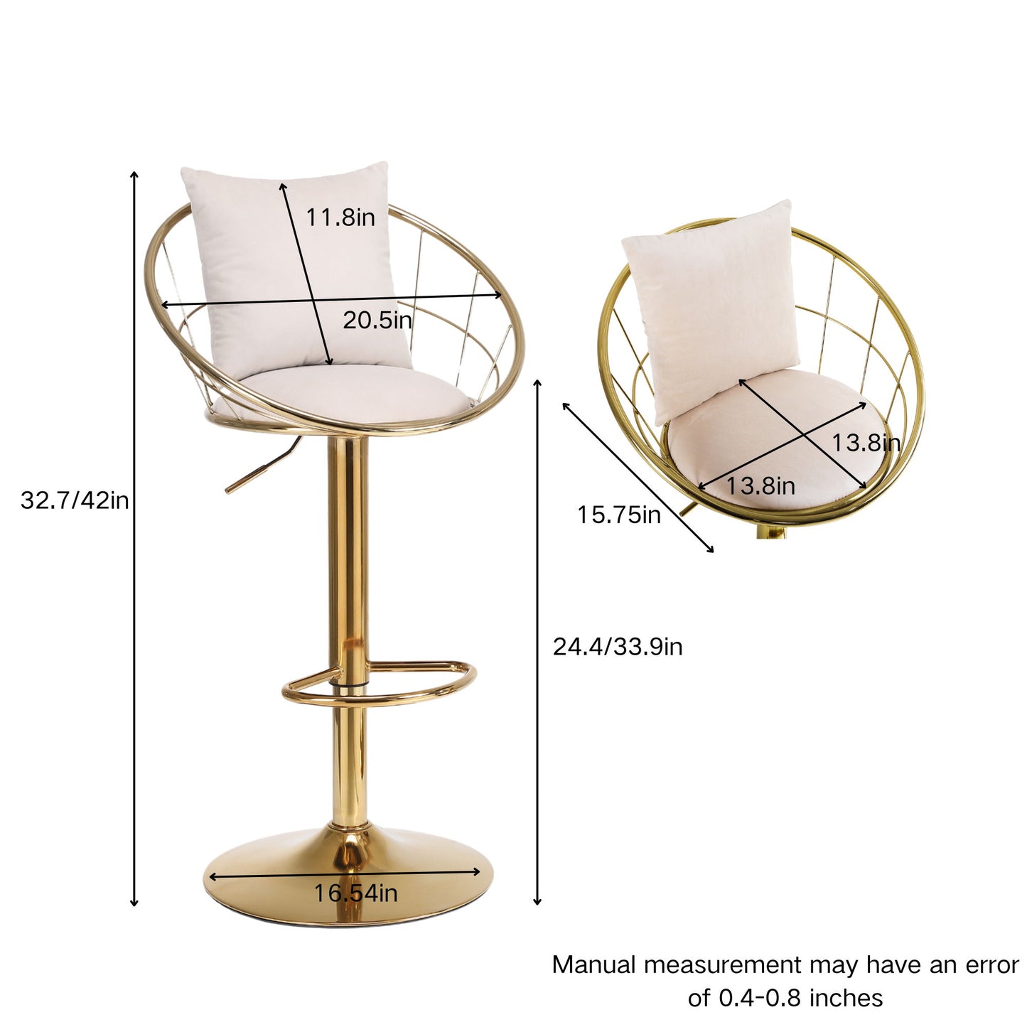 Unique Design Bar Chair, 360 Degree Rotation, Adjustable Height, Suitable For Dining Room And Bar Home Essentials