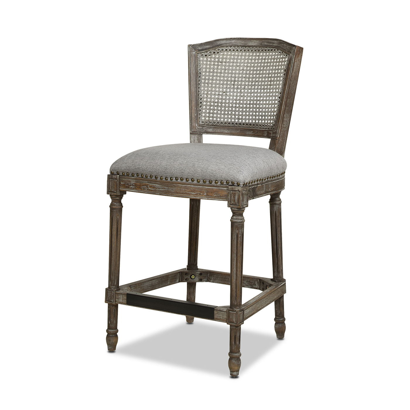 Triomphe - Rattan Wicker High Back Armless Counter Bar Stool Jennifer Taylor Home