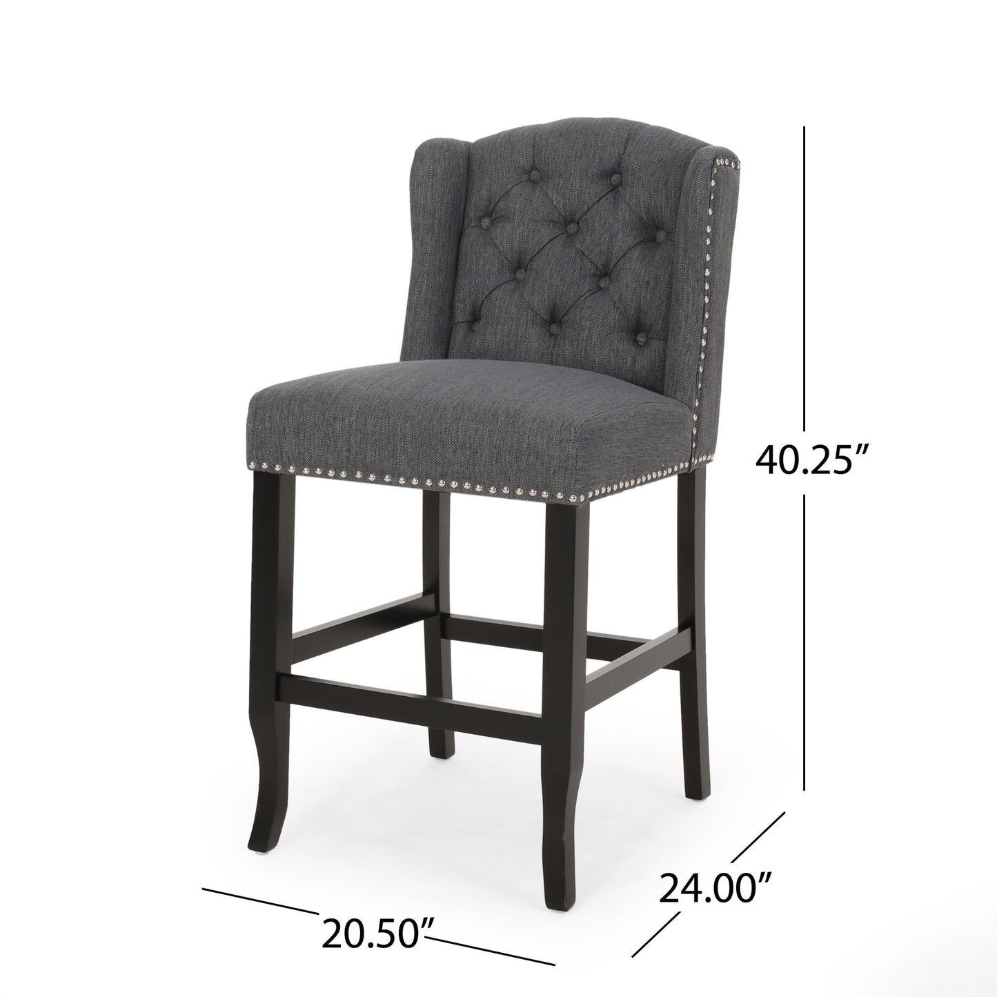 Vienna - Fabric Tufted Counter Stool With Nailhead Accents (Set of 2) Noble House