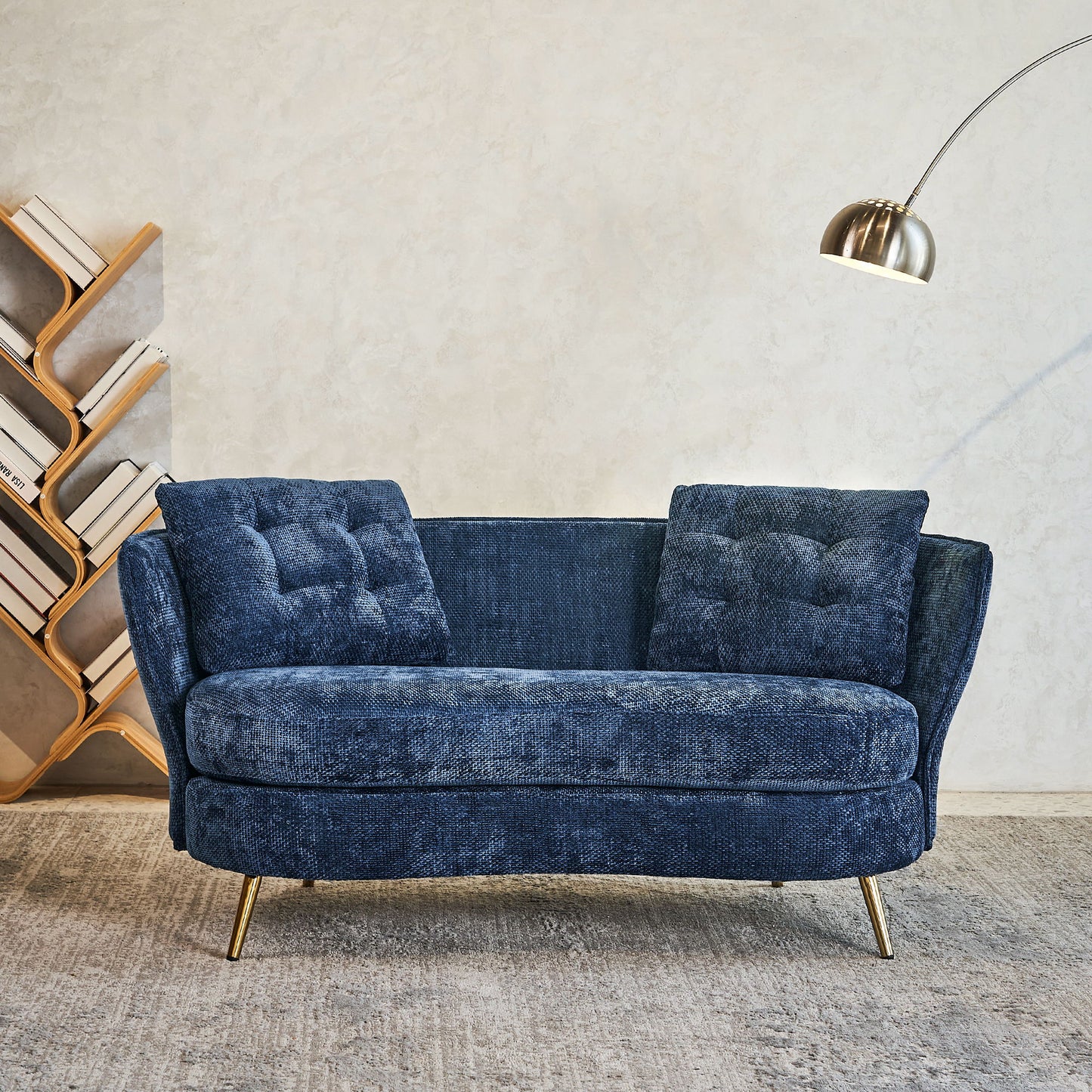 Loveseat Sofa, Upholstered Couch With Metal Legs