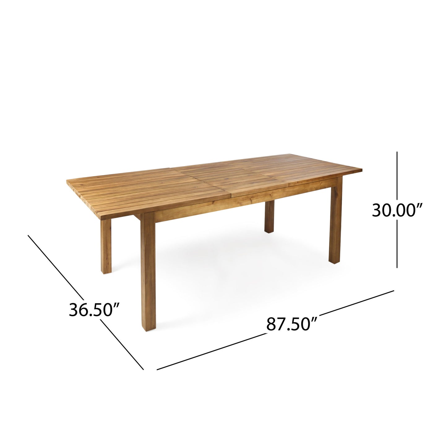 Wilson - Expandable Dining Table With Slat Design - Teak Acacia Wood Noble House