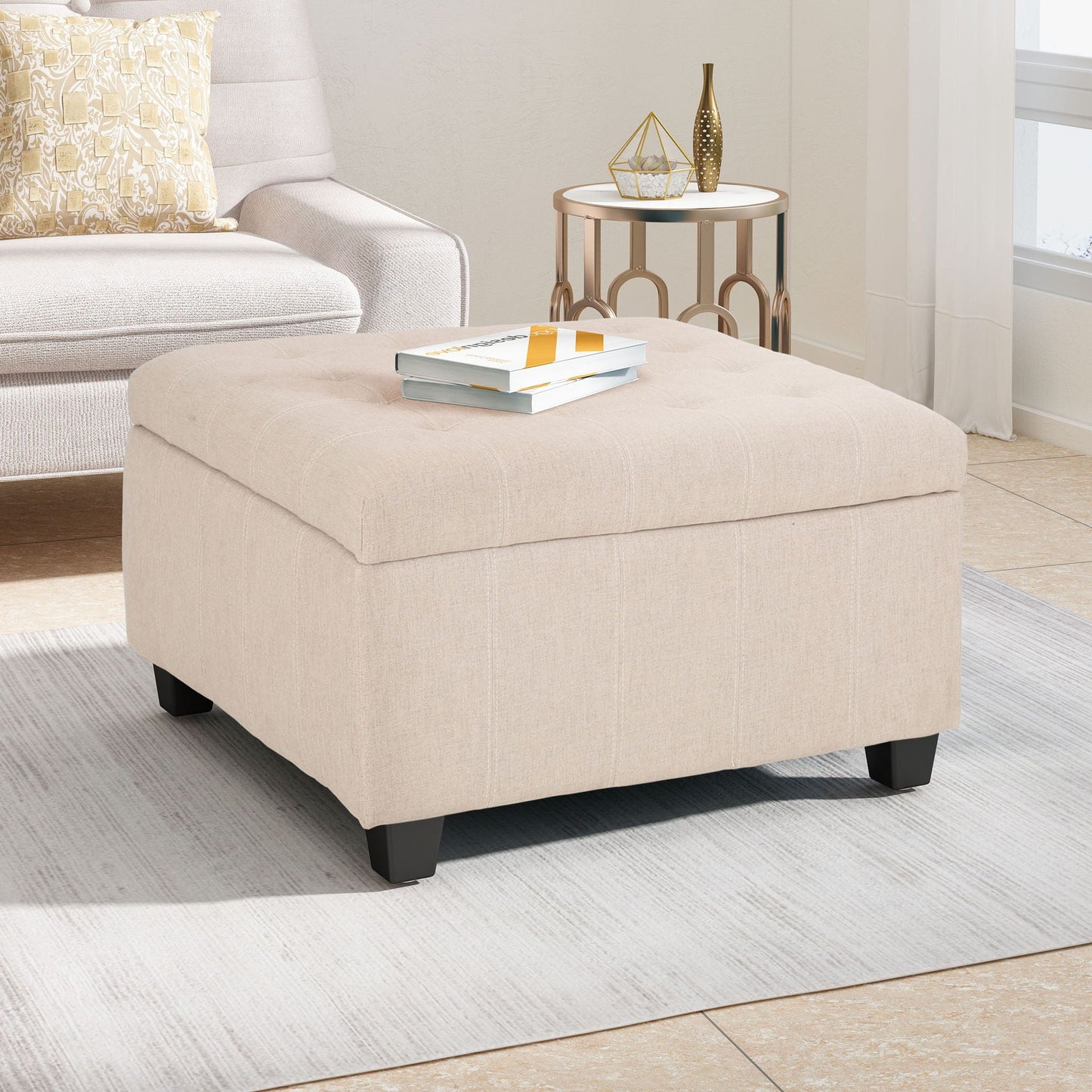 Isabella - Contemporary Ottoman With Storage Noble House