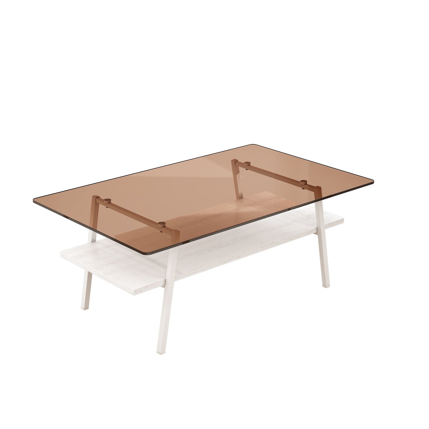 Rectangle Coffee Table, Tempered Glass Tabletop Modern Table For Living Room Home Essentials