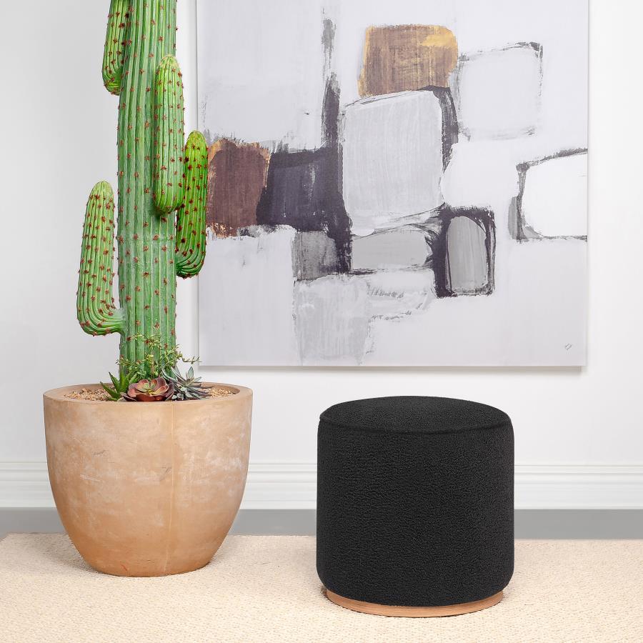 Zena - Faux Sheepskin Upholstered Round Ottoman Coaster Fine Furniture