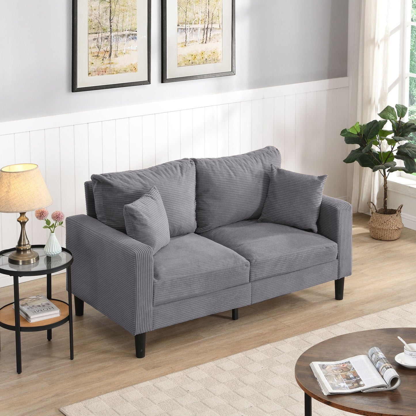 High Resilience Loveseat Sofa With Wooden Frame Home Essentials