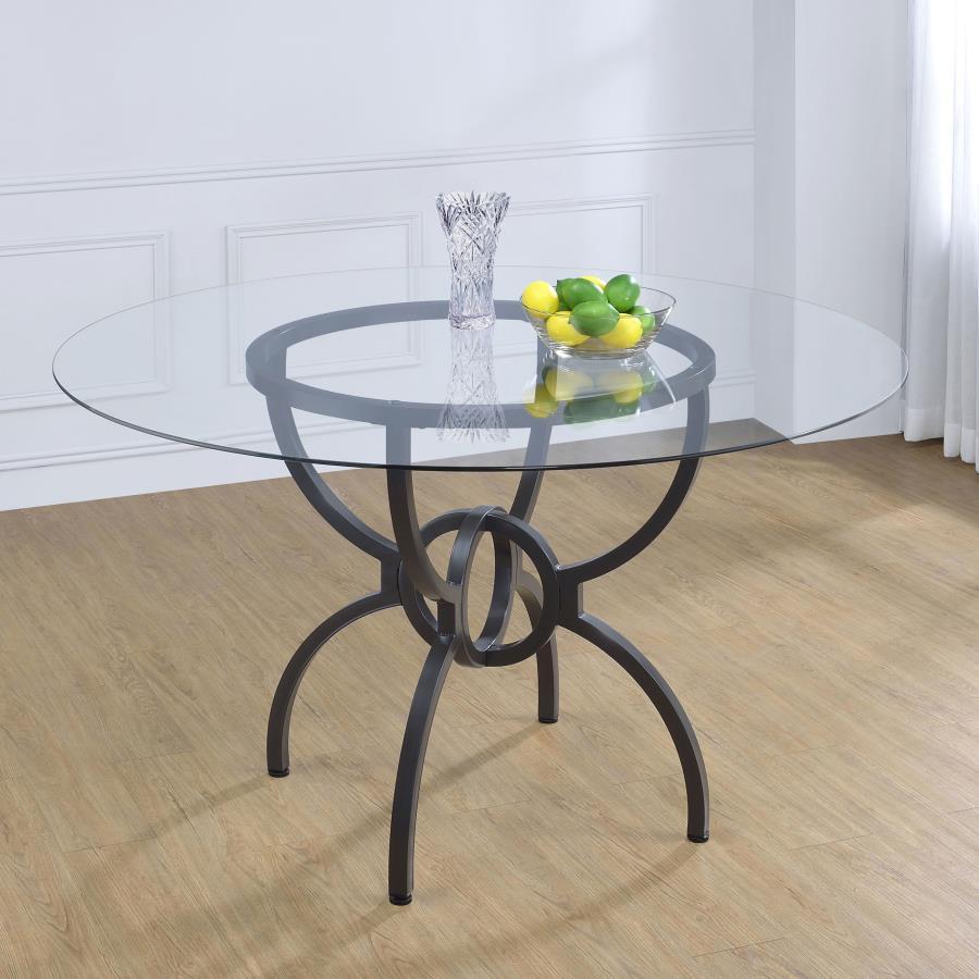 Aviano - Round Glass Top Metal Dining Table - Gunmetal Coaster Fine Furniture