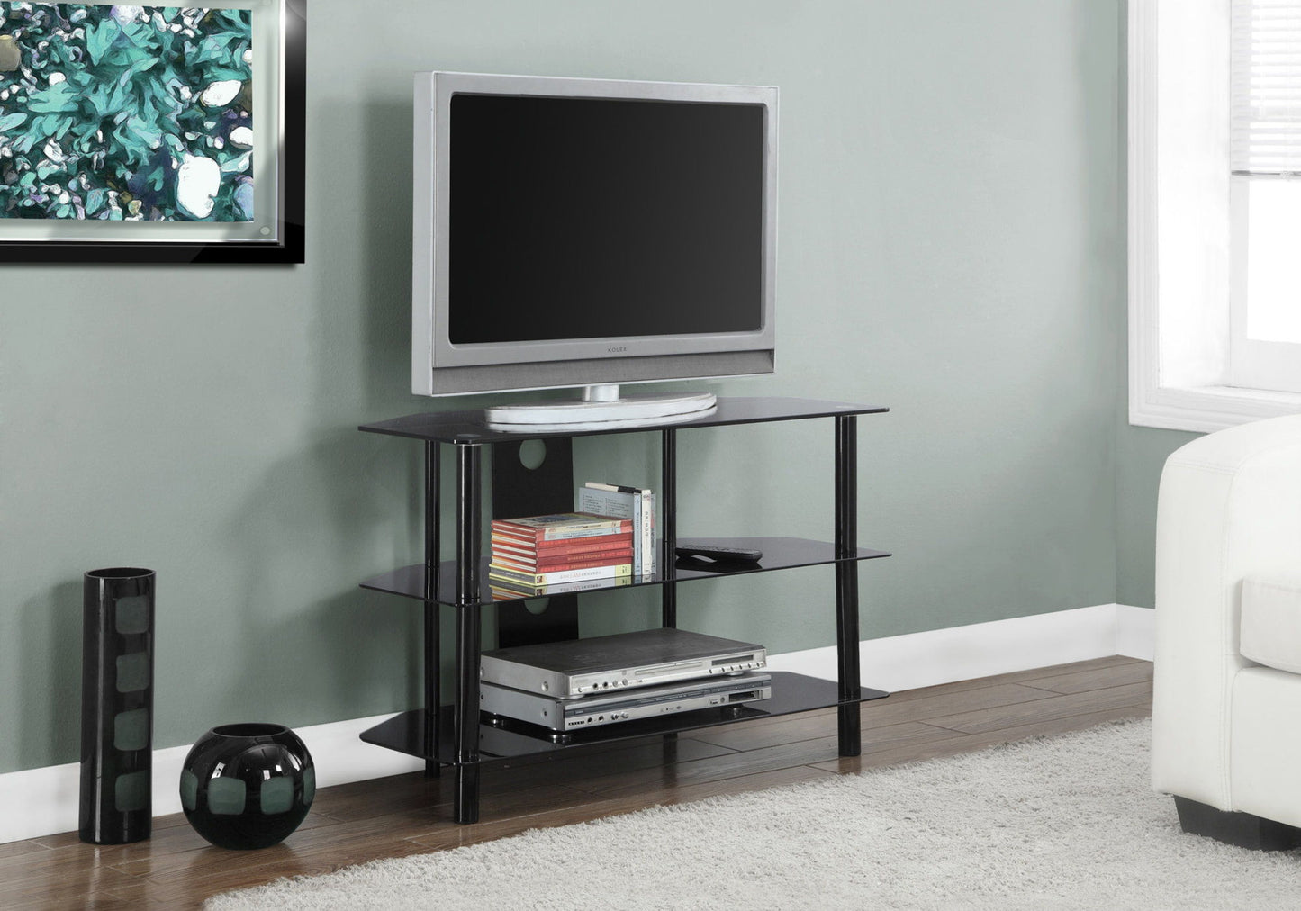 TV Stand, 36 Inch, Console, Media Entertainment Center, Storage Shelves, Contemporary & Modern - Black 8th Street
