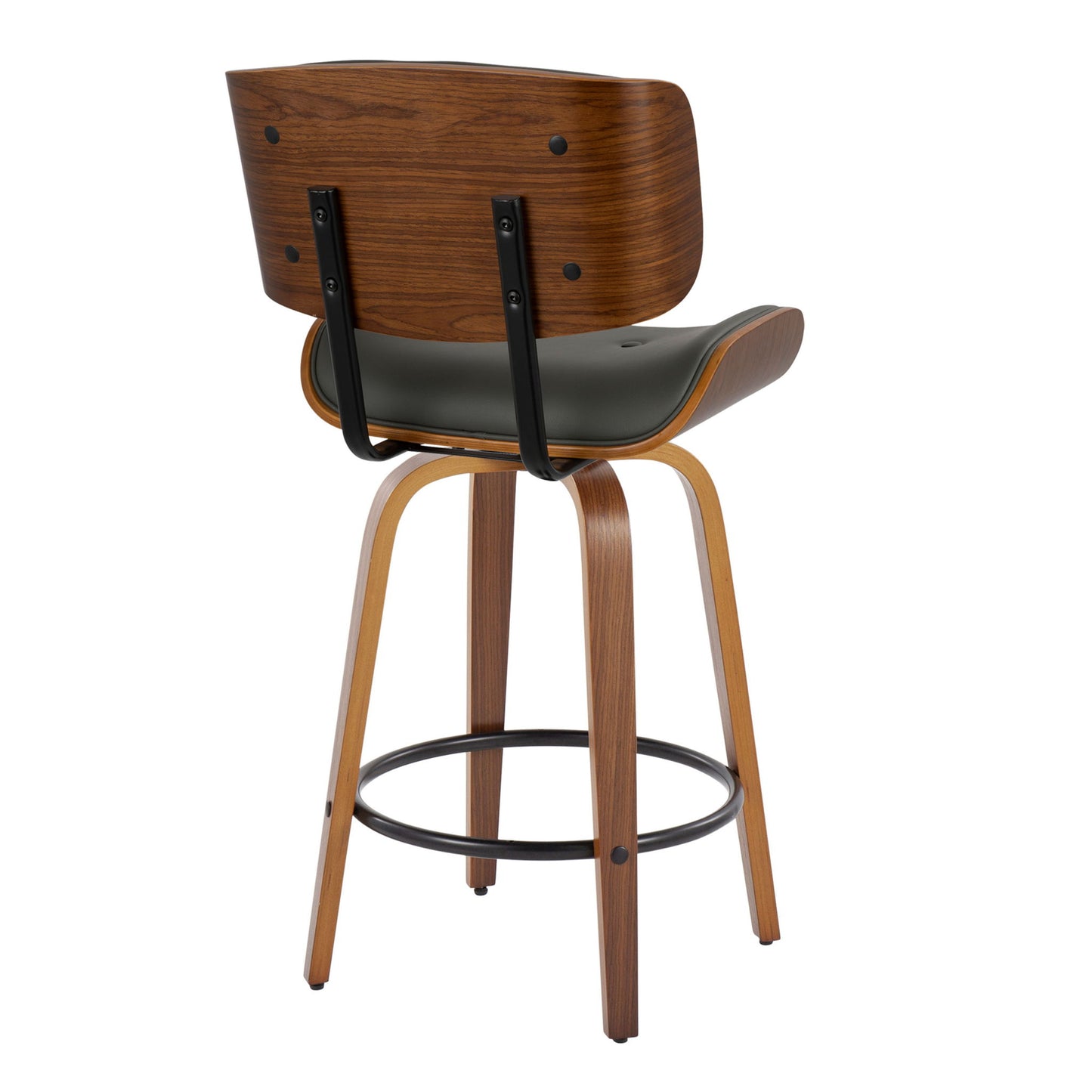 Lombardi - Mid-Century Modern Fixed Height Counter Stool With Swivel With Round Footrest (Set of 2) Lumi Source