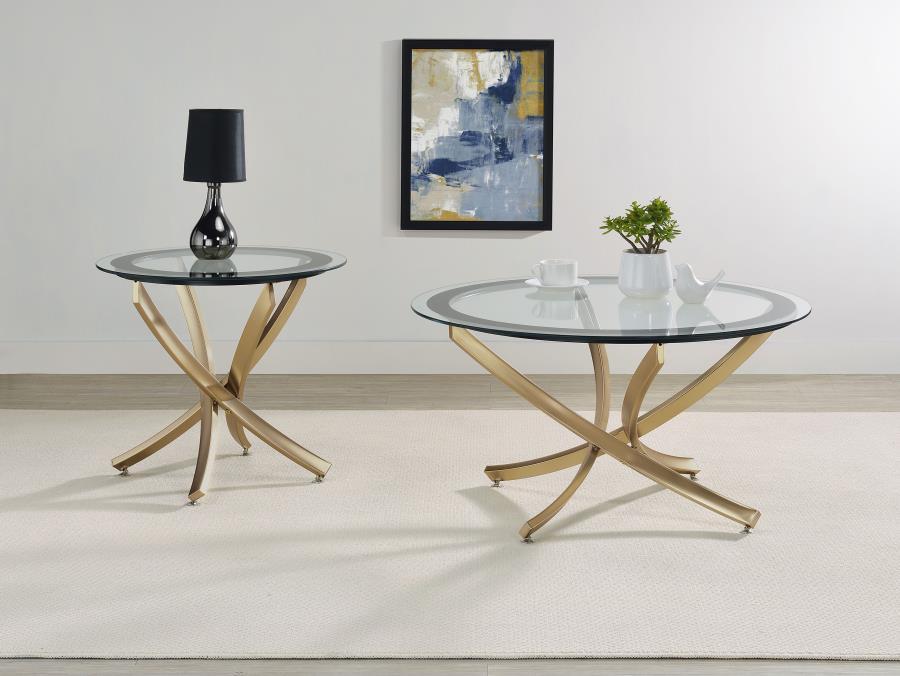 Brooke - Round Glass Top Coffee Table Set Coaster Fine Furniture