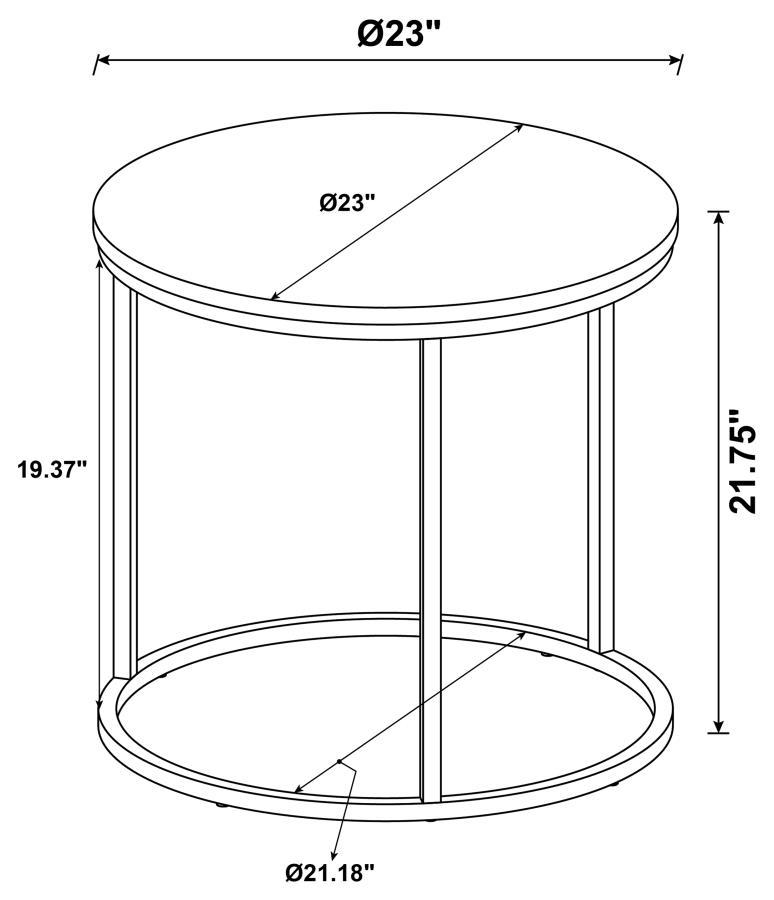 Lainey - Round Faux Marble Side End Table - Gray CoasterEveryday