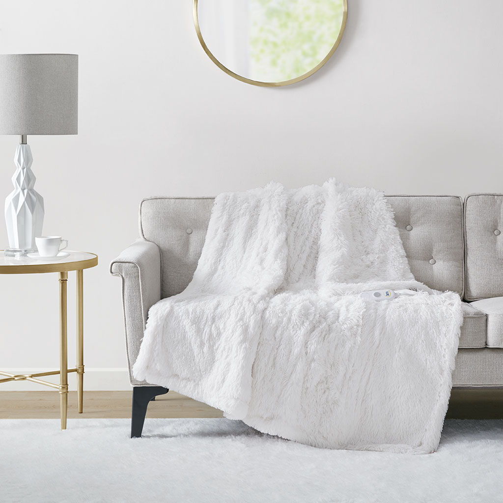Malea - Shaggy Heated Throw - White Serta