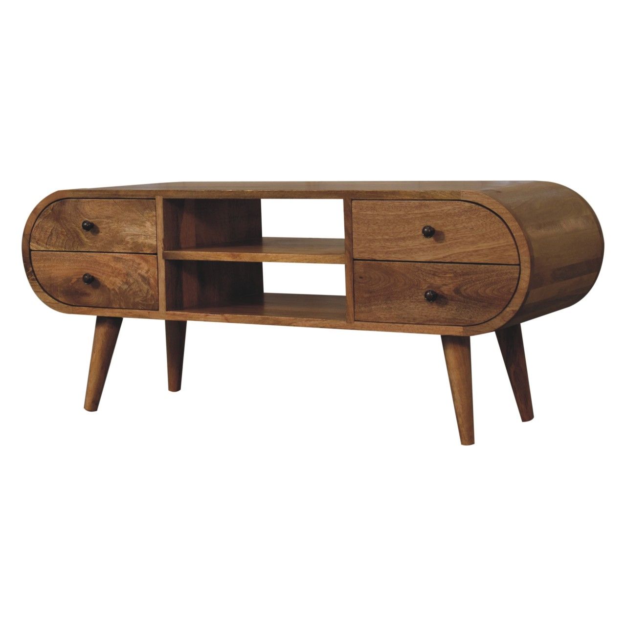 Circular Media Unit With 2 Open Slots Artisan Furniture