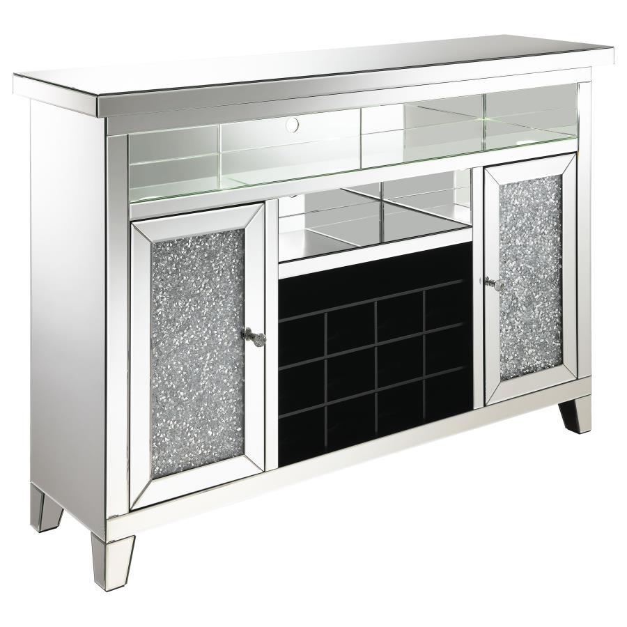 Melinda - 2-Door LED Mirrored Wine Storage Bar Cabinet - Silver CoasterElevations