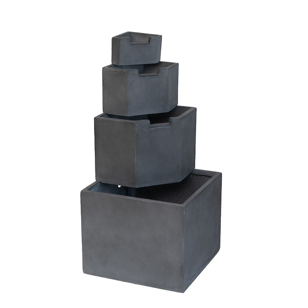 Cement 4 Tier Block Water Fountain Outdoor - Gray Daily Nest