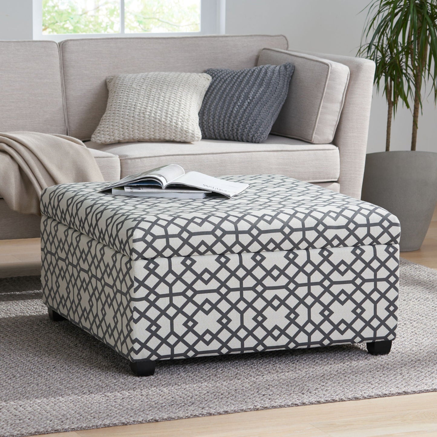 Richmond - Storage Ottoman With Unique Pattern And Ample Storage - Gray Noble House