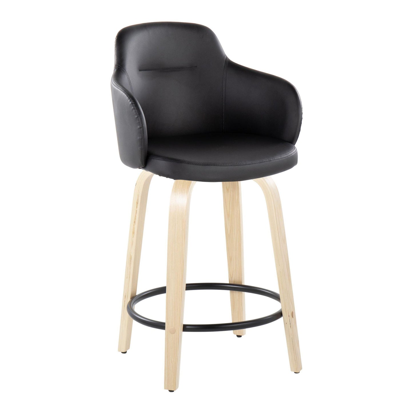 Boyne - Contemporary Fixed Height Counter Stool With Swivel (Set of 2) Round Footrest Lumi Source