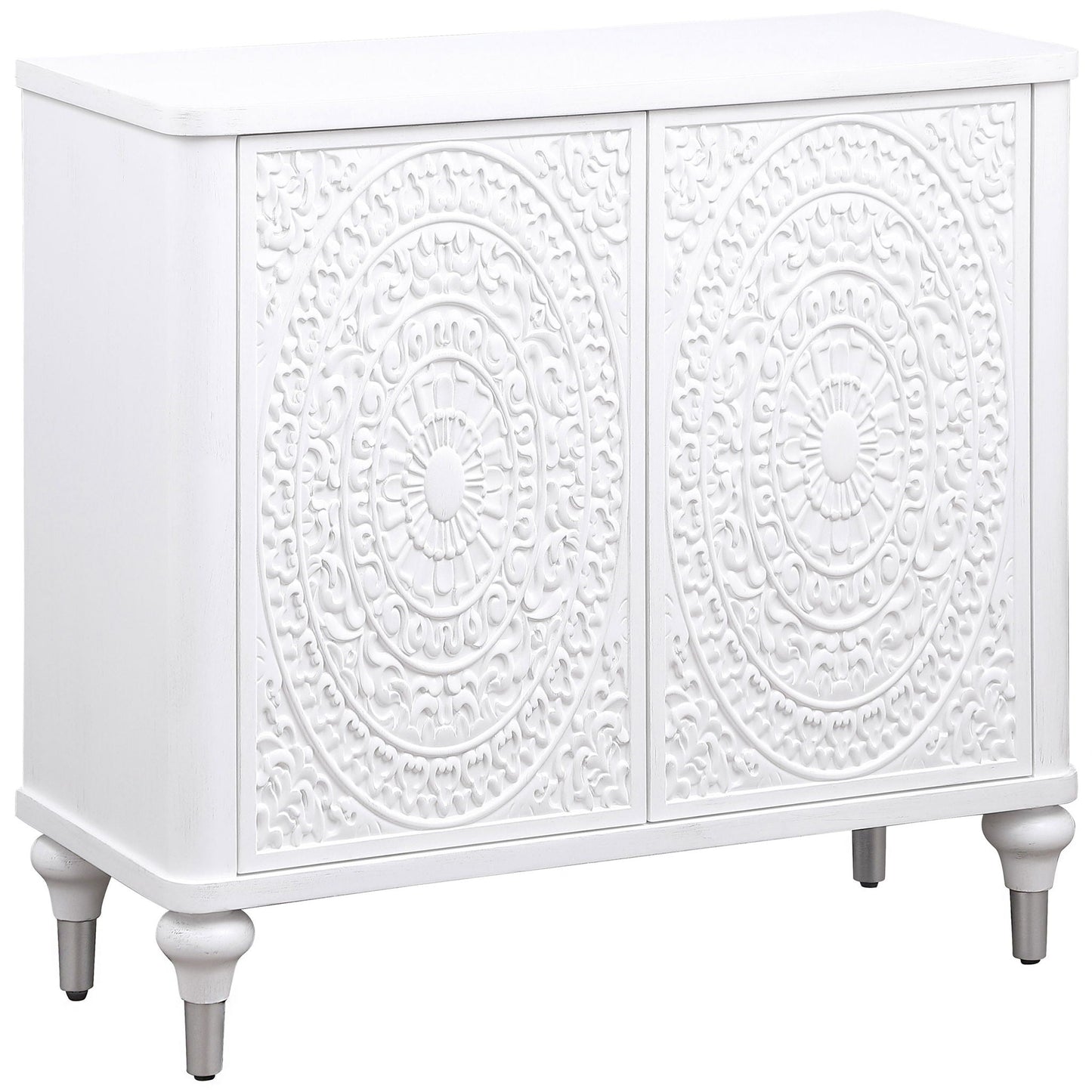 Cardella - 2 Door Mandala Accent Cabinet - Distressed White Coaster Fine Furniture