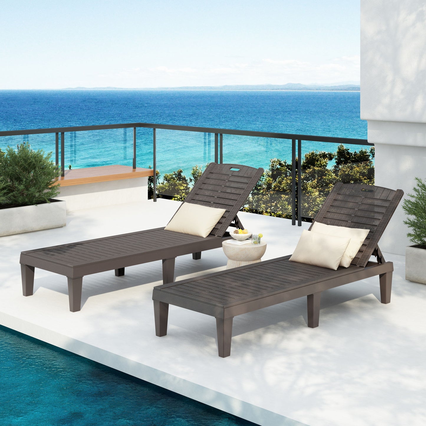 2 Piece Outdoor Chaise Lounges With Adjustable Backrest Hearth and Haven