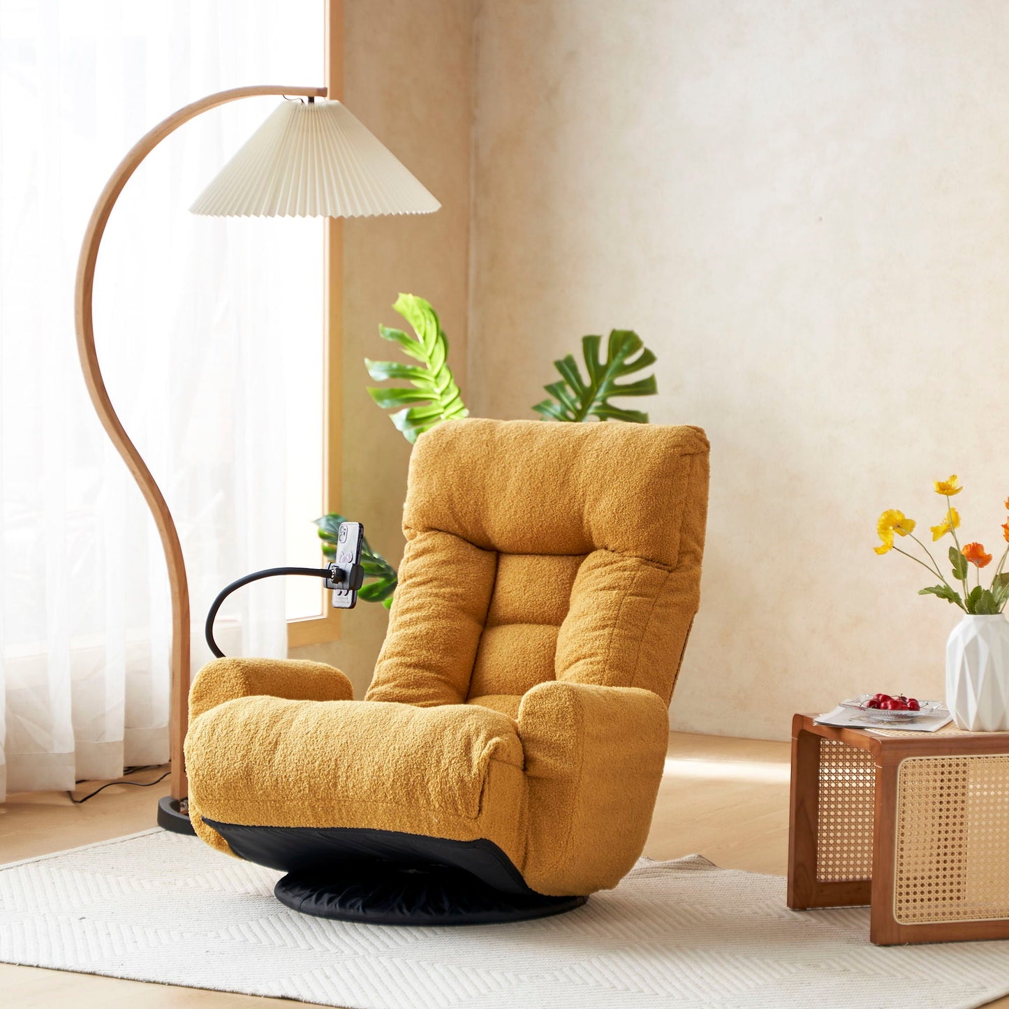 Adjustable Swivel Lounge Chair With 360 Degree Rotating Seat And Headrest Support Home Essentials