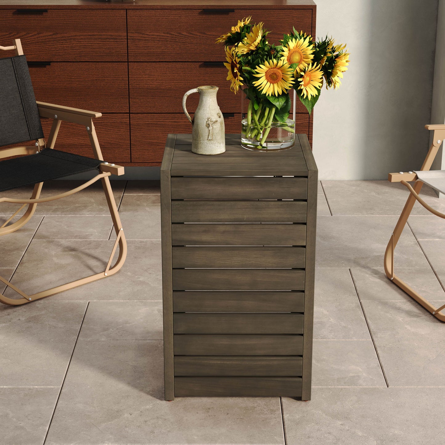 Aluminum Outdoor C - Shaped Side Table For Patio Noble House