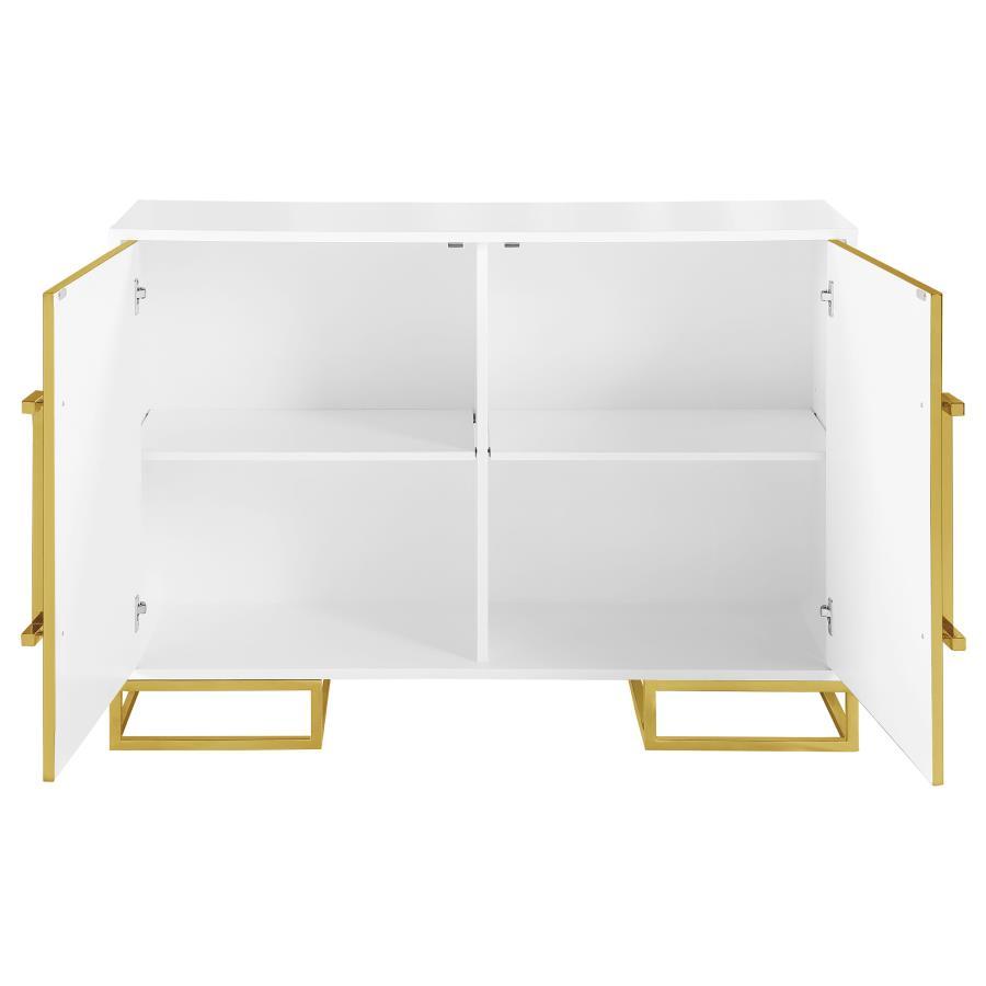 Elsa - 2 Door Wood Storage Accent Cabinet - White And Gold CoasterEssence