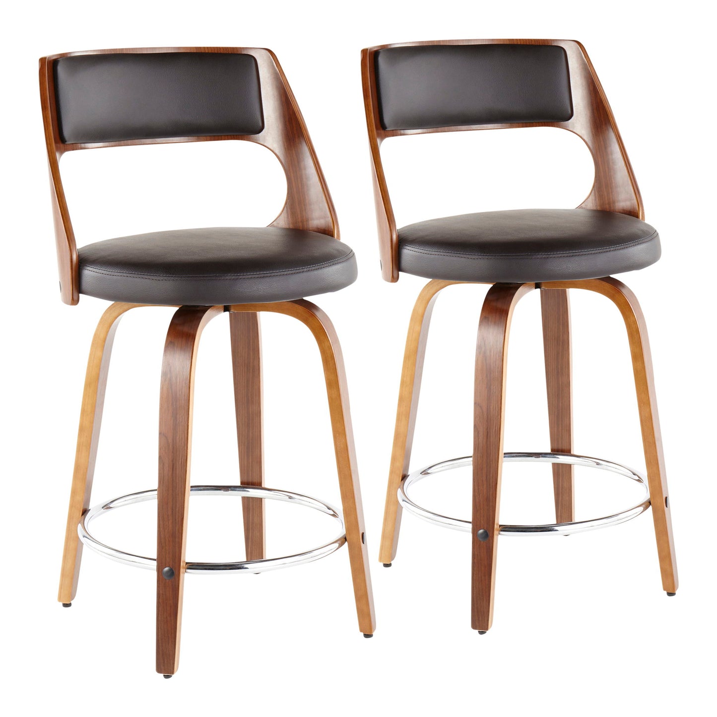 Cecina - Mid-Century Modern Fixed Height Counter Stool With Swivel And Round Footrest (Set of 2) Lumi Source