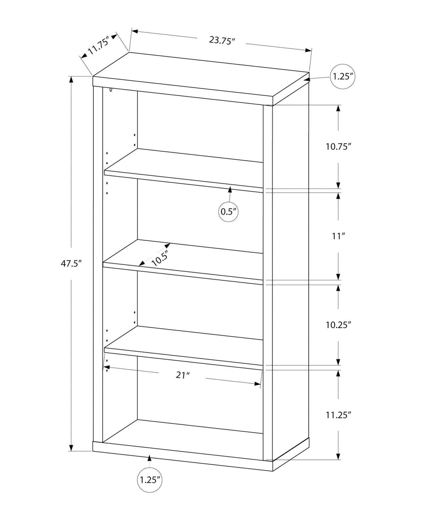 5 Tier For Office Bookshelf, Bookcase, Etagere, Contemporary & Modern 8th Street
