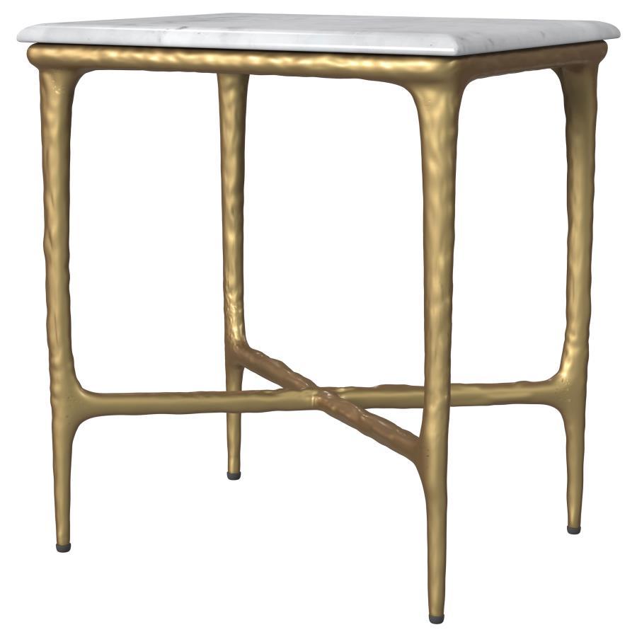 Baldwin - Rectangular Marble Top Side Table - White And Gold Coaster Fine Furniture