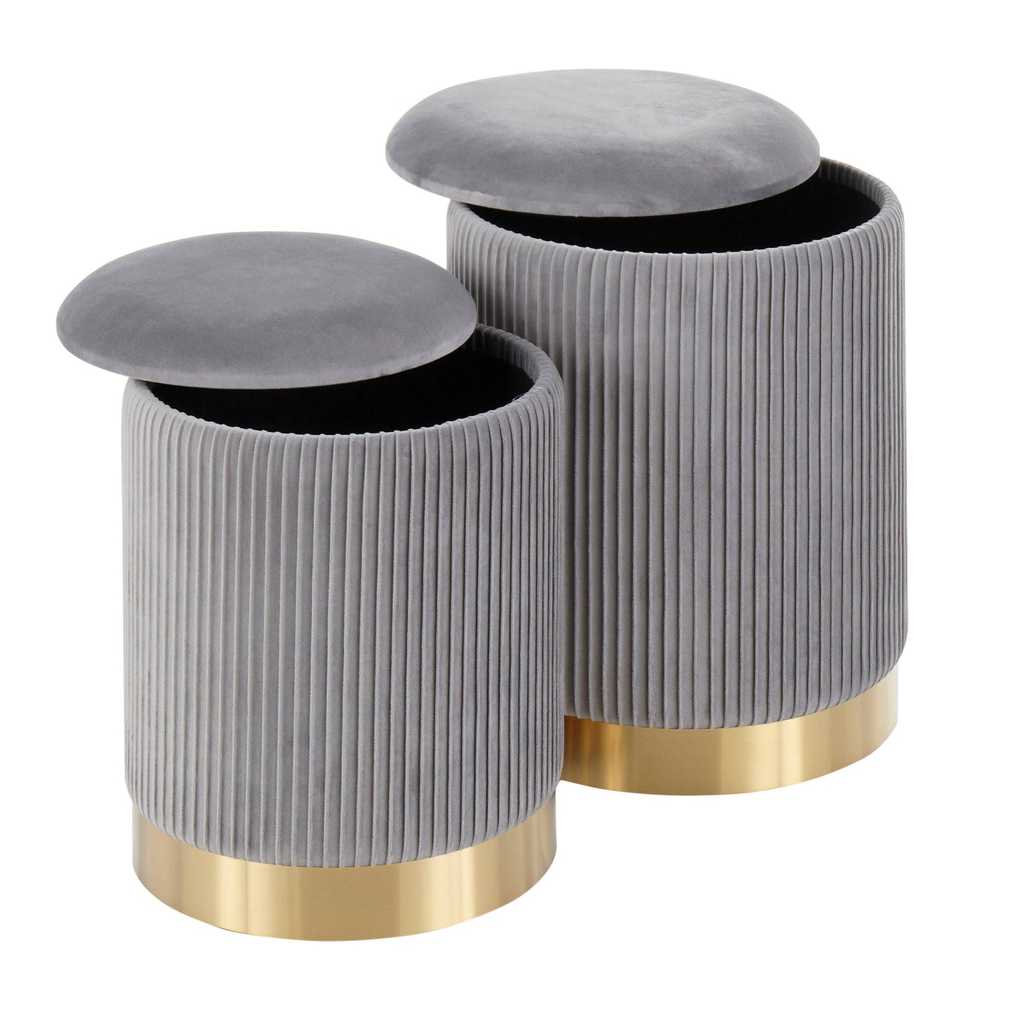 Marla - Contemporary Nesting Pleated Ottoman Set Lumi Source