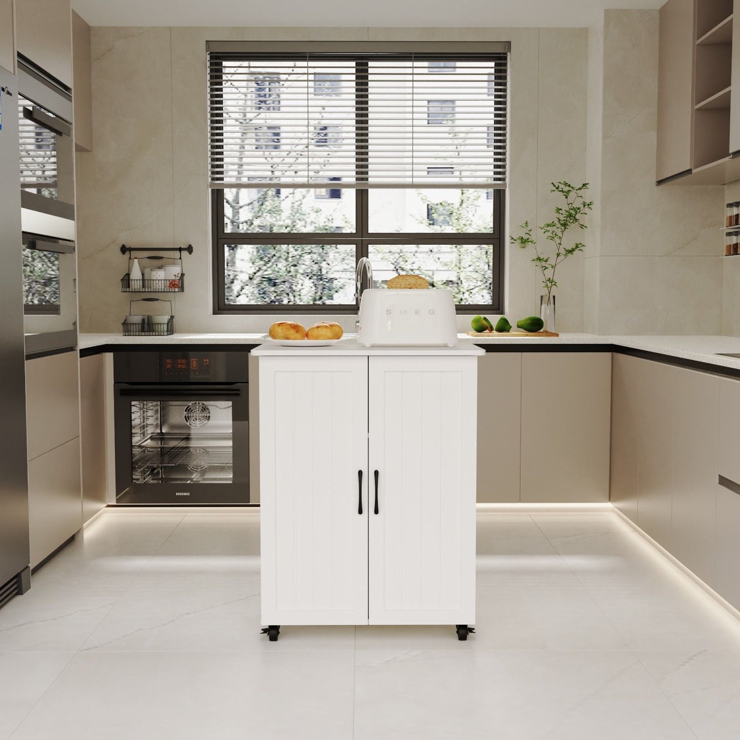 Sturdy Storage Cabinet With Large Capacity For Living Room, Bedroom, Kitchen - White Home Essentials