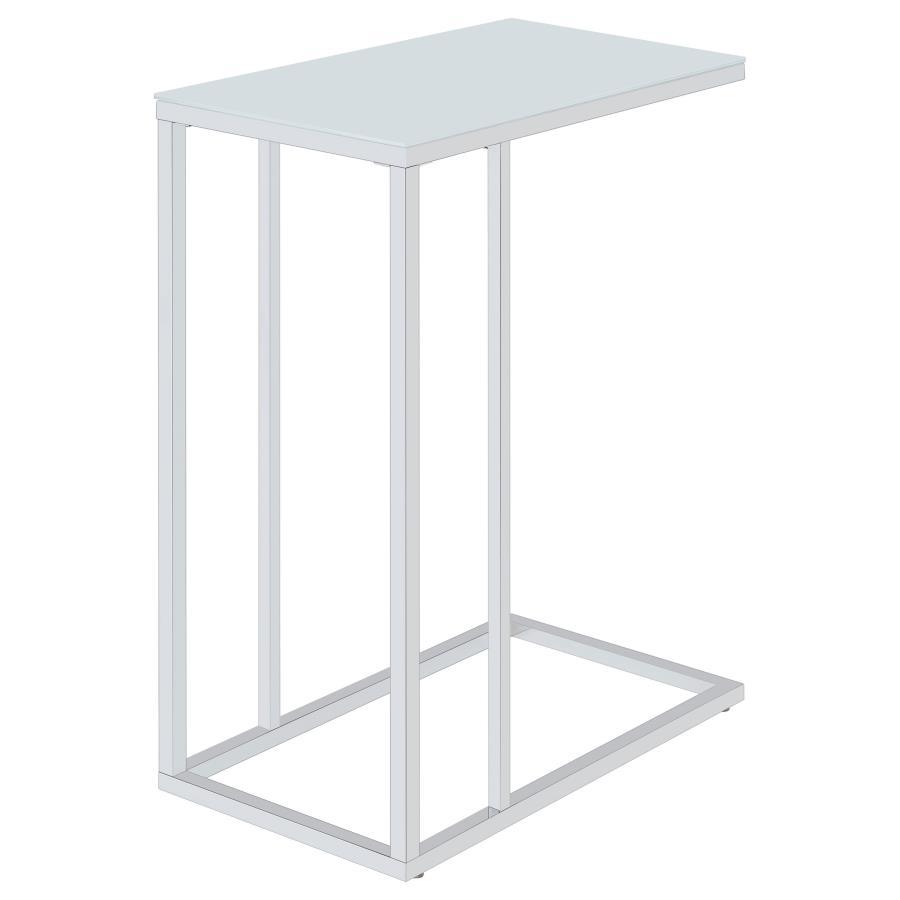 Stella - Glass Top C-Shaped Sofa Side Table - Chrome CoasterEveryday