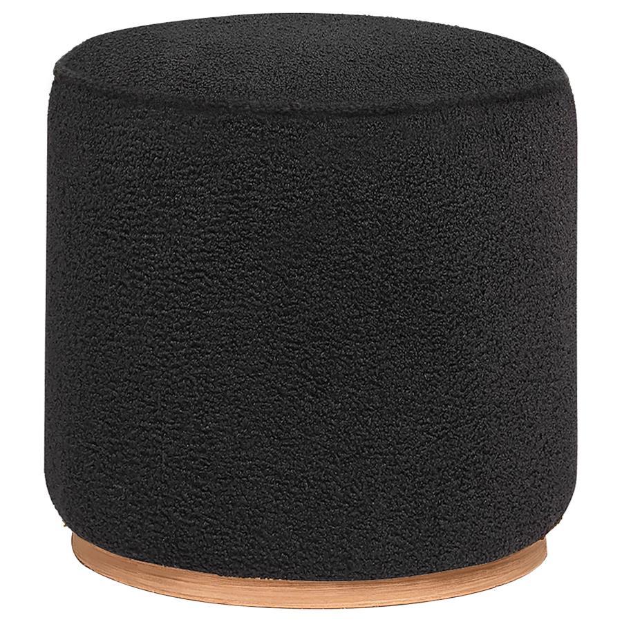Zena - Faux Sheepskin Upholstered Round Ottoman Coaster Fine Furniture