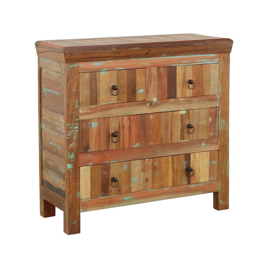 Harper - 4-Drawer Solid Reclaimed Wood Accent Cabinet - Brown CoasterElevations
