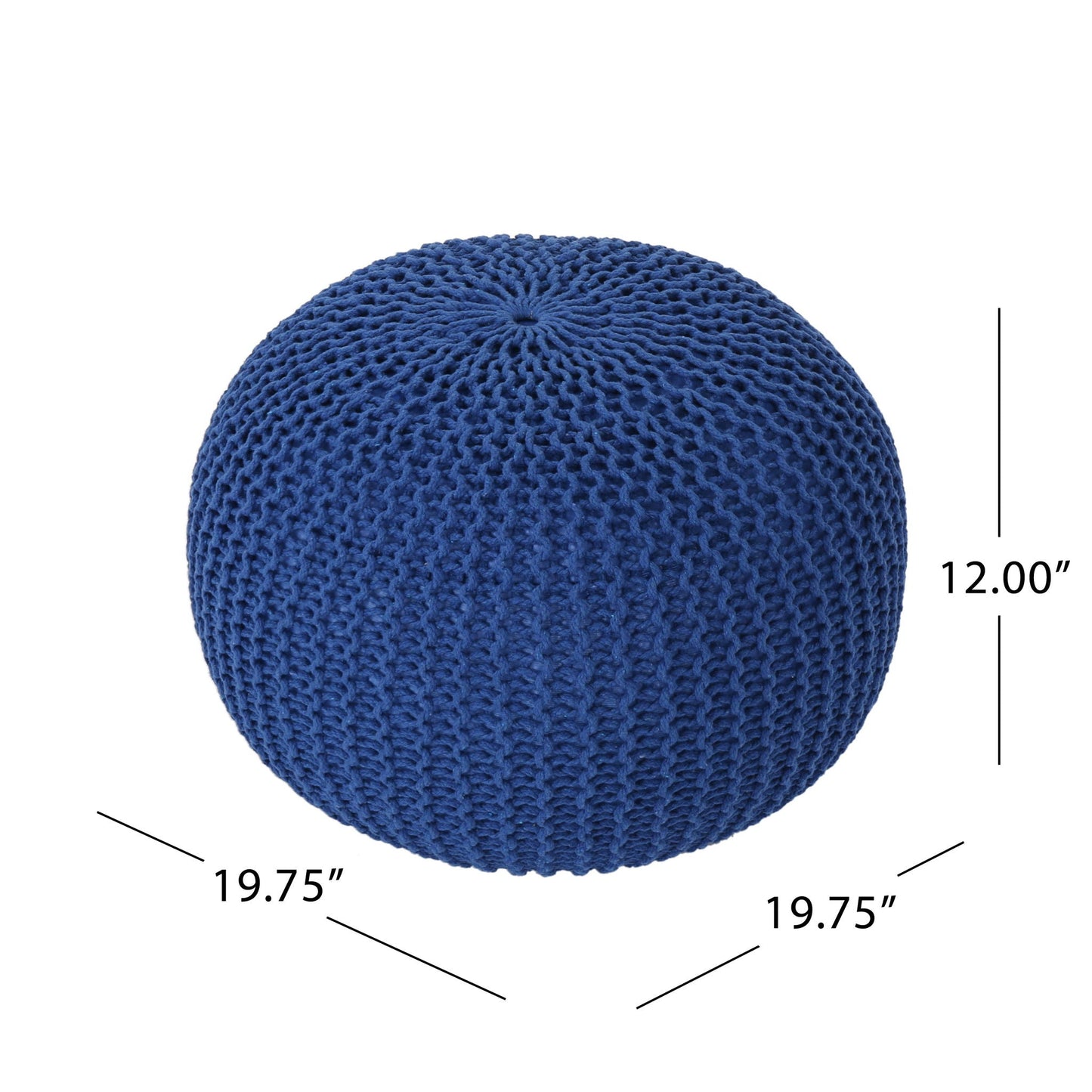 Bordeaux - Knitted Cotton Round Pouf, Versatile Ottoman And Floor Cushion Home Essentials