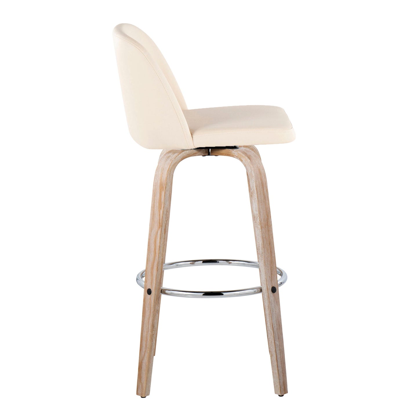 Toriano - Contemporary Fixed Height Barstool With Swivel & Round Footrest (Set of 2) Lumi Source