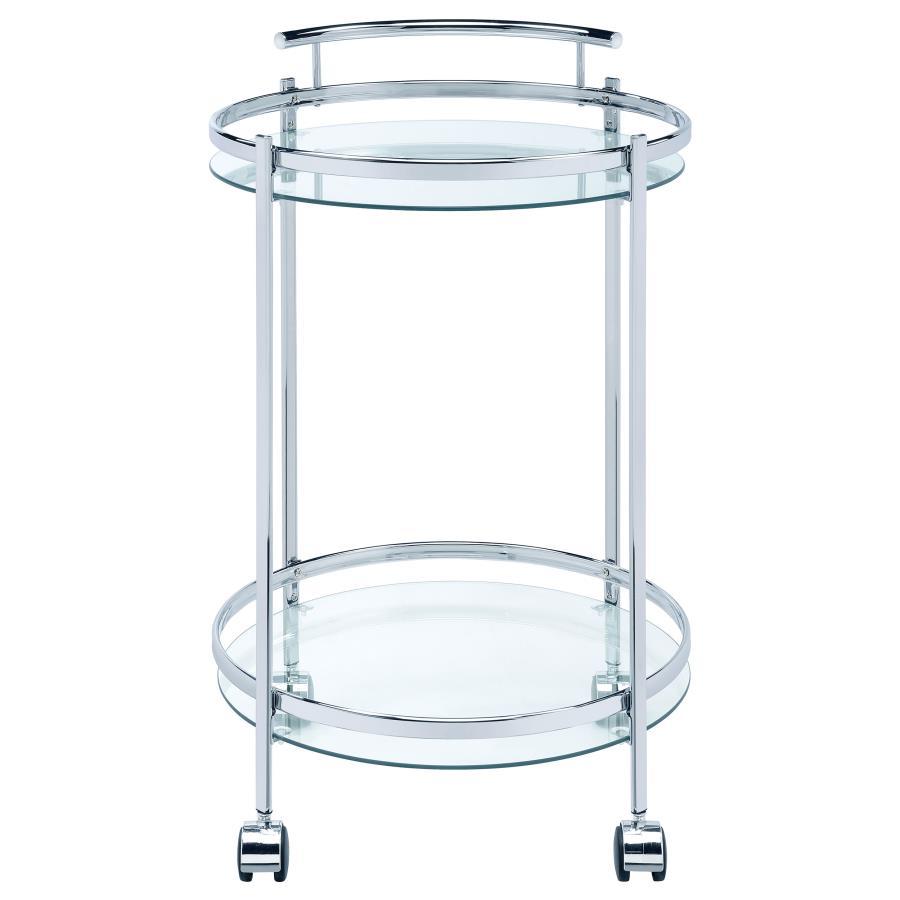 Chrissy - Round Glass Shelf Metal Bar Cart CoasterEveryday