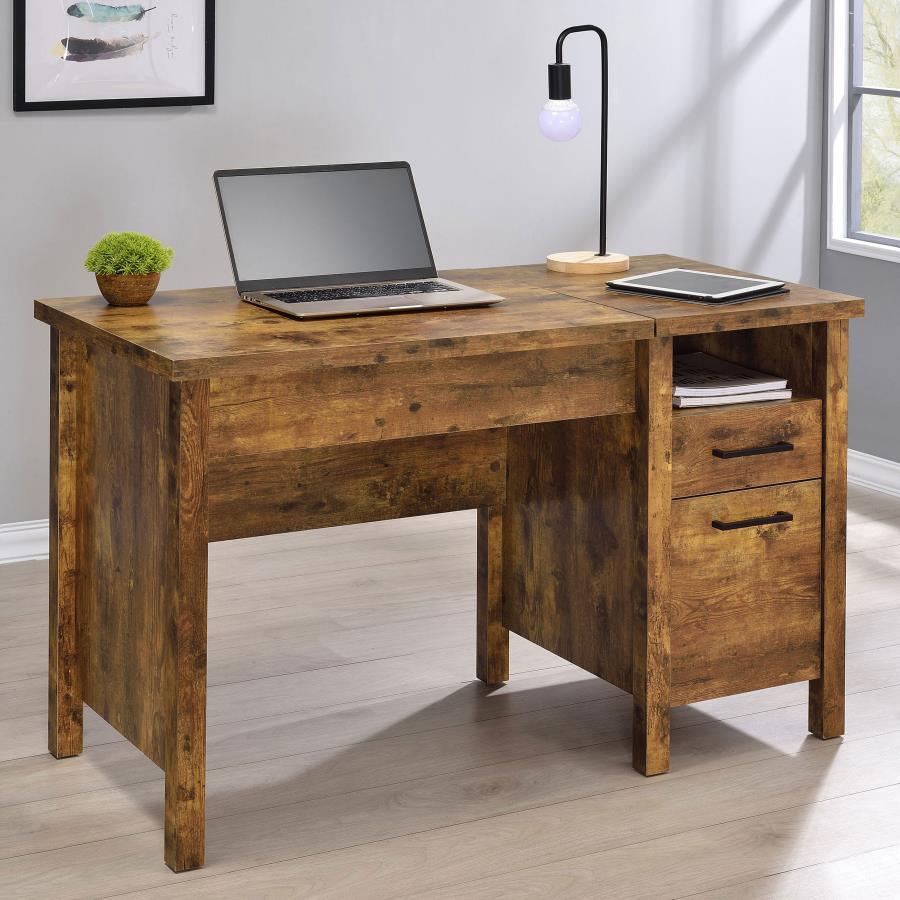 Delwin - 2-Drawer Lift Top Computer Desk - Rustic Nutmeg CoasterEveryday
