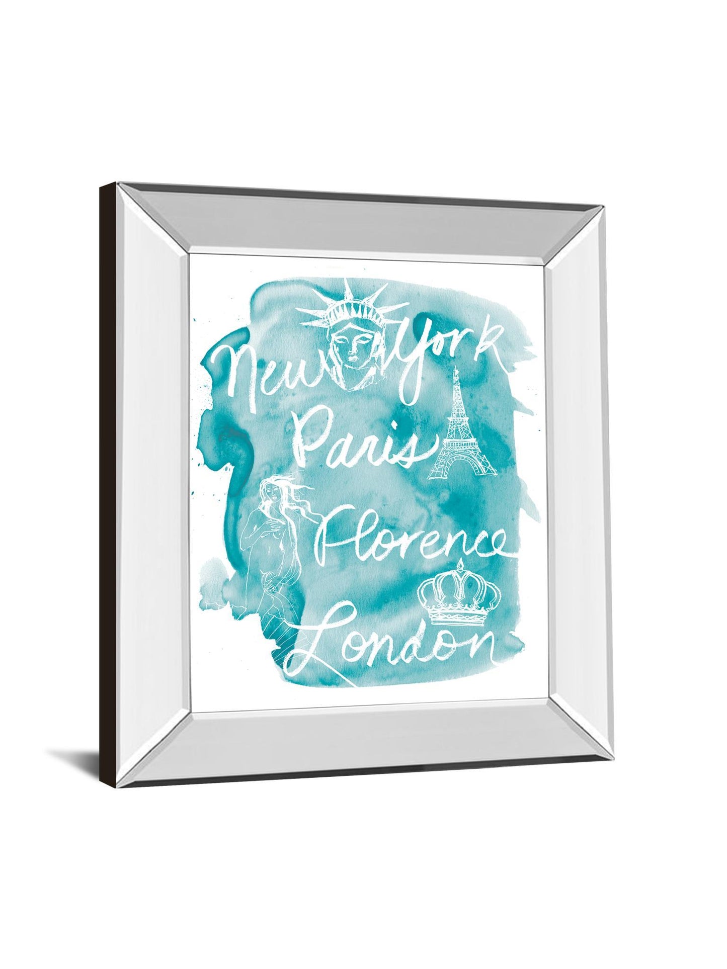Sightseeing I By Lottie Fontaine - Mirror Framed Print Wall Art - Blue - Snoozhouse