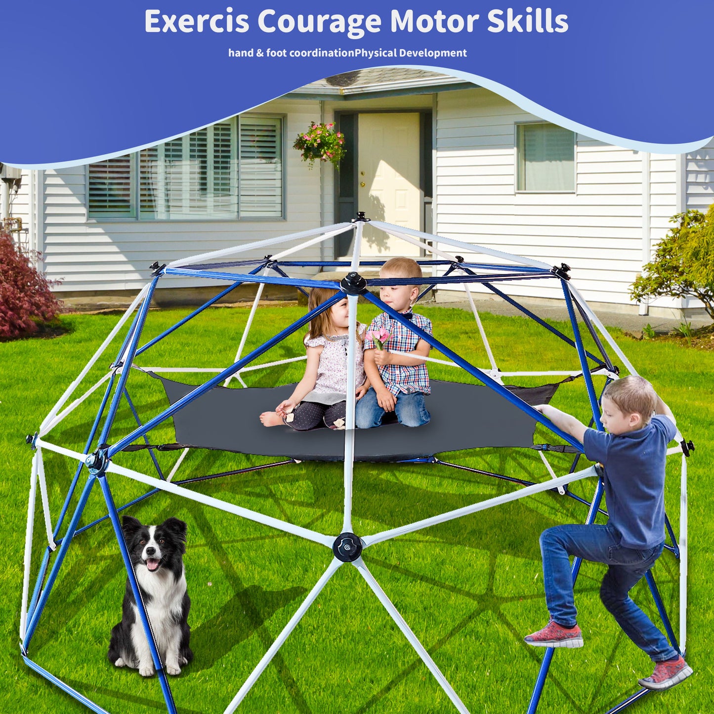 10Ft Climbing Dome For Kids Jungle Gym Apply To Park Dome Climber With Hammock Playground Equipment - Colorful Daily Nest