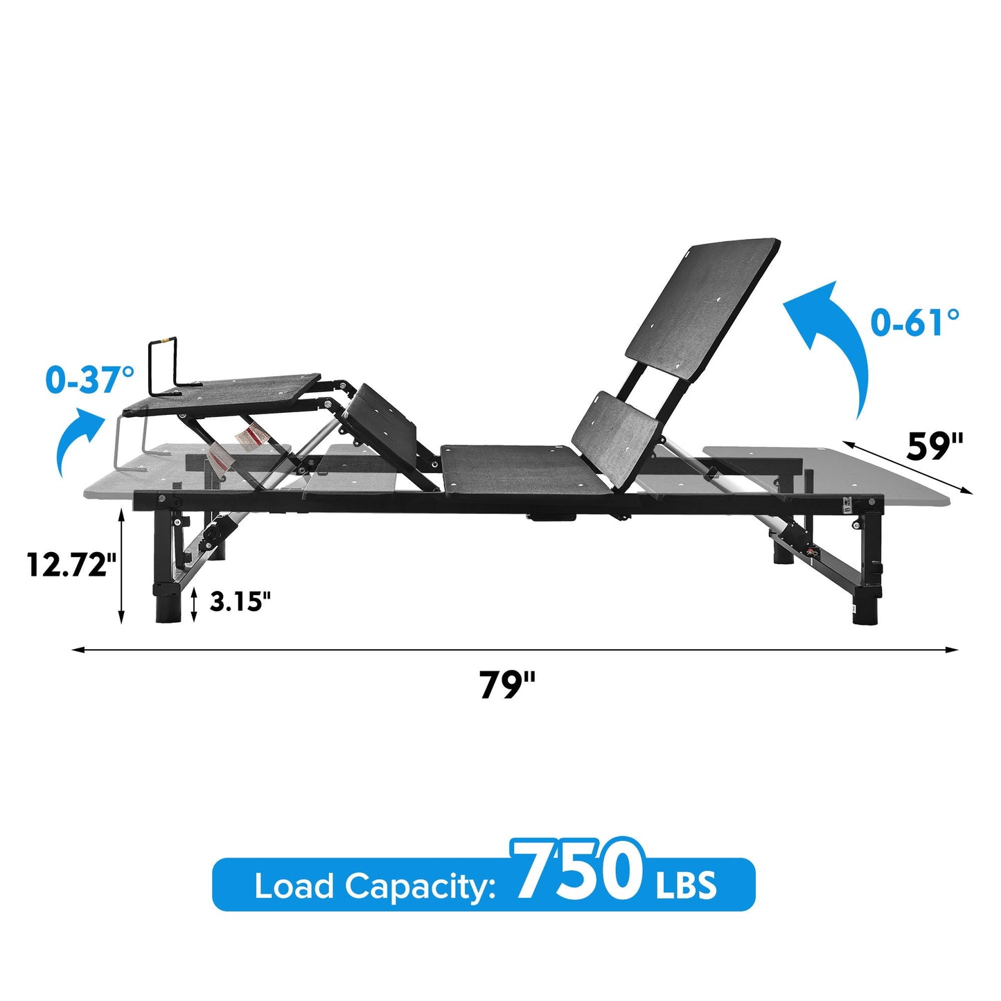 Adjustable Bed Base Frame With Head And Foot Incline And Wireless Remote Home Essentials