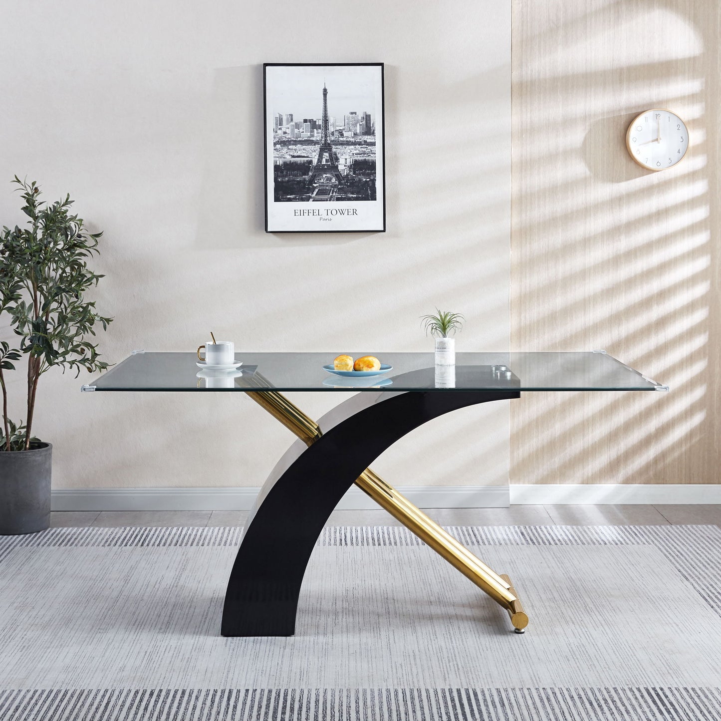 Stylish Dining Room Table, Luxury Glass Top Dining Table, Modern Design For Your House - Black Home Essentials