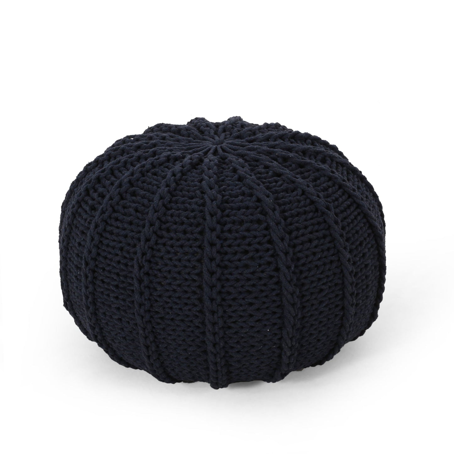 Bordeaux - Knitted Cotton Round Pouf Ottoman And Floor Cushion Home Essentials