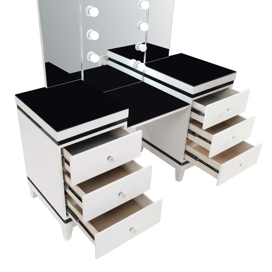 Talei - 6-Drawer Vanity Set With Lighting - Black And White Coaster Fine Furniture
